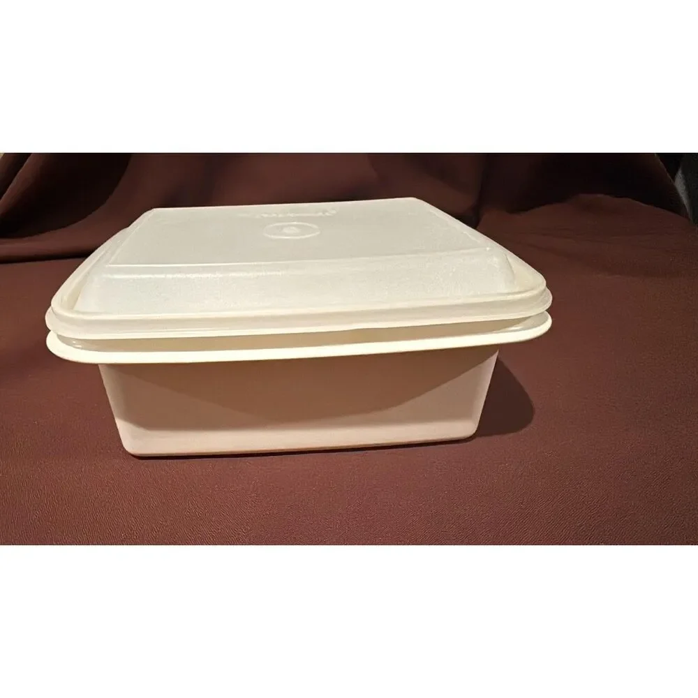 Tupperware 2 piece 1.4L Rectangular Beige Food Container 1252
